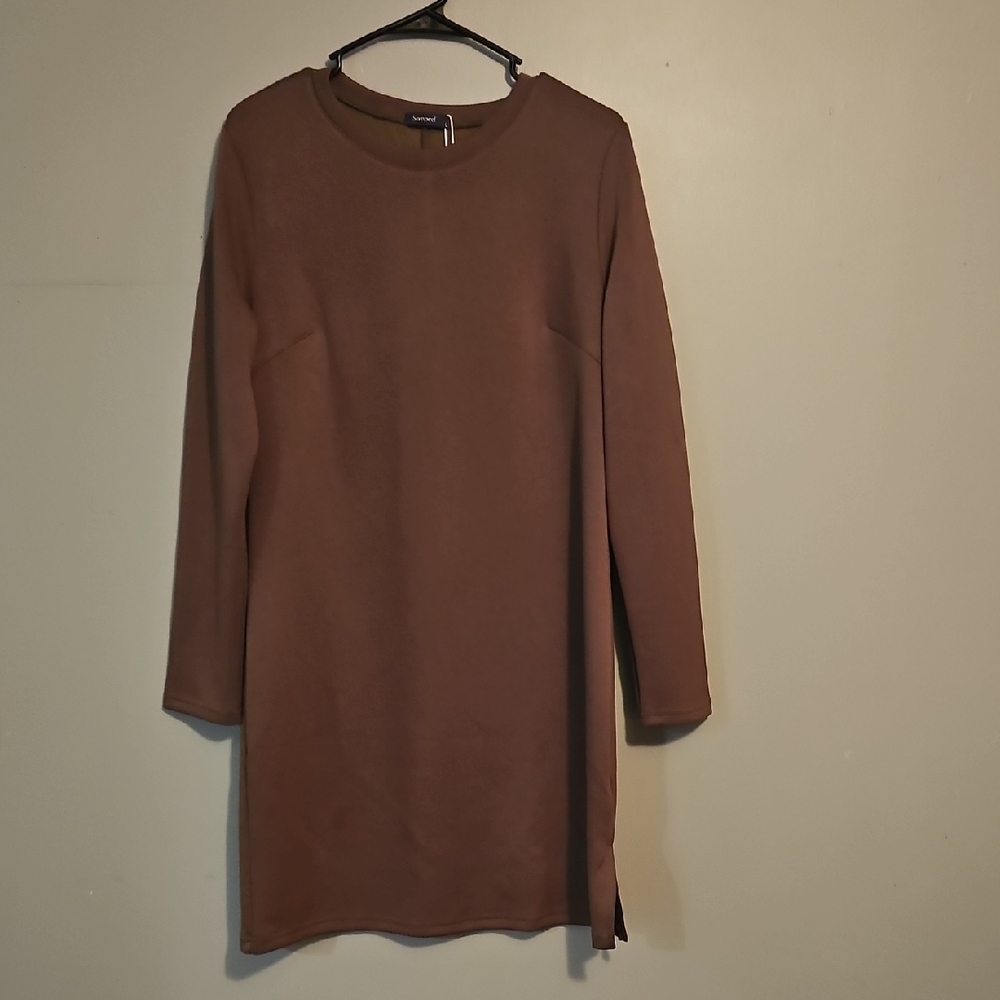 Chic Long Sleeve Brown Dress